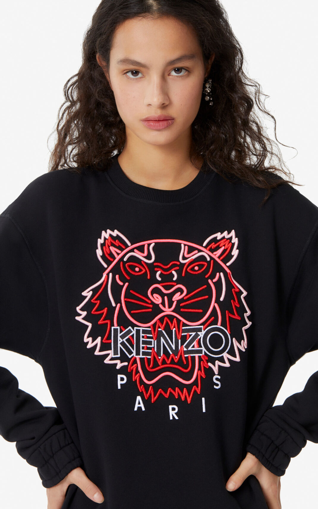 Kenzo Neon Tiger Dukserice Ženske - Crne - Hrvatska HSIKEO851